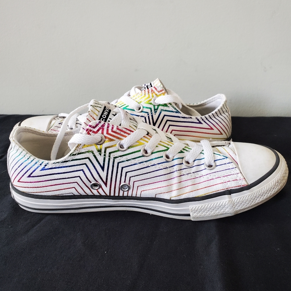 CONVERSE ALL STAR Women's Iridescent Shooting Star Low Top Sneakers, Shoes - Picture 6 of 10